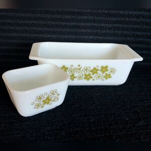 Pyrex 913 Spring Blossom Loaf Pan and small 501 refrigerator dish without lid